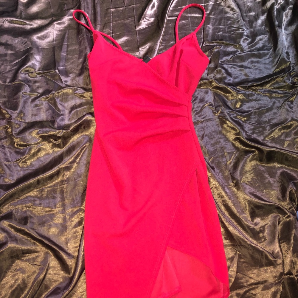 Bright red dress